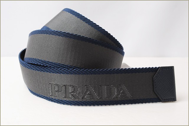 プラダ ベルト PRADA メンズ 2C4621 キャンバス バイカラー GRAFITE