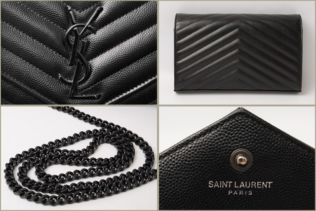 YSL イヴ・サンローラン　トートバッグ クロコ柄ステッチ　パテントレザー　ブラック　181234