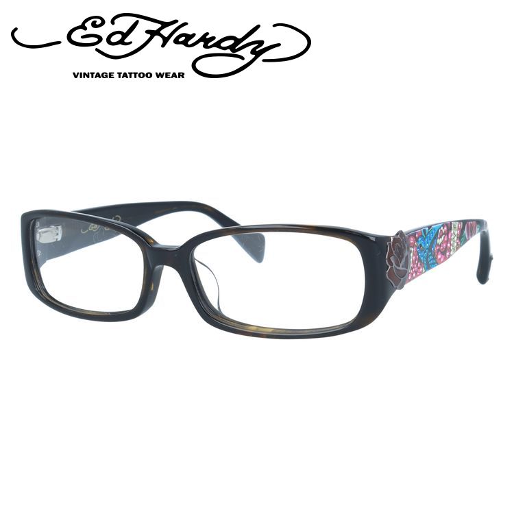 【訳あり】エドハーディー メガネフレーム 伊達メガネ EdHardy 眼鏡 EHOA025 2 OLIVE オリーブ メンズ レディース ダテメガネ 紫外線対策 Ed Hardy（エド・ハーディー） フレーム 伊達 度付き 度入り メガネ