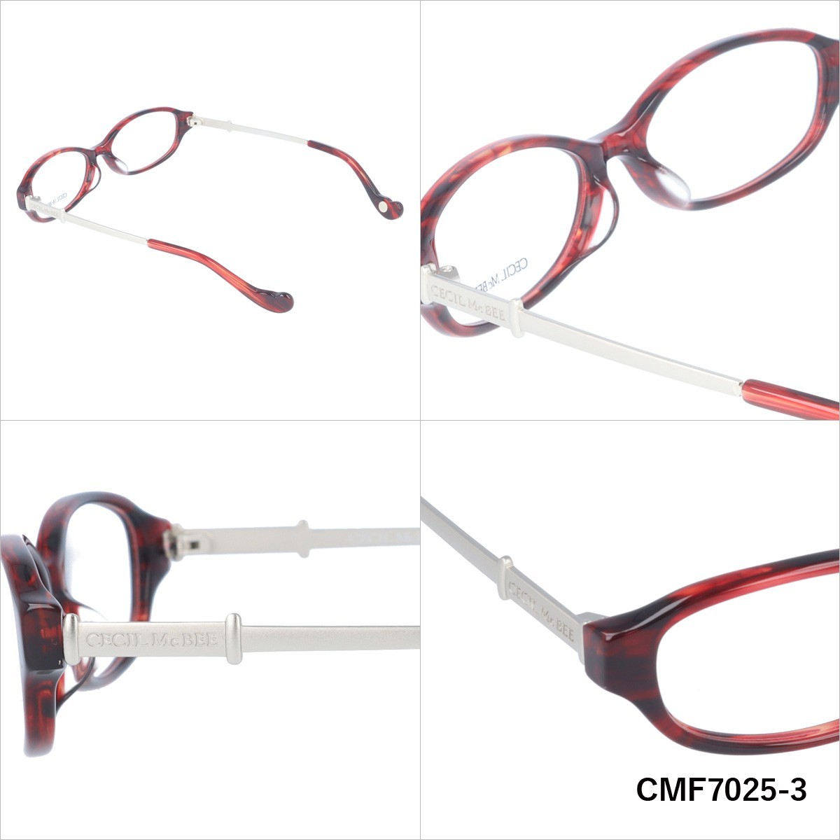 セシルマクビー メガネフレーム 伊達メガネ CECIL McBEE 伊達 眼鏡 CMF7025 全4カラー レディース ファッションメガネ CECIL McBEE（セシルマクビー） 伊達 度付き 度入り メガネ フレーム