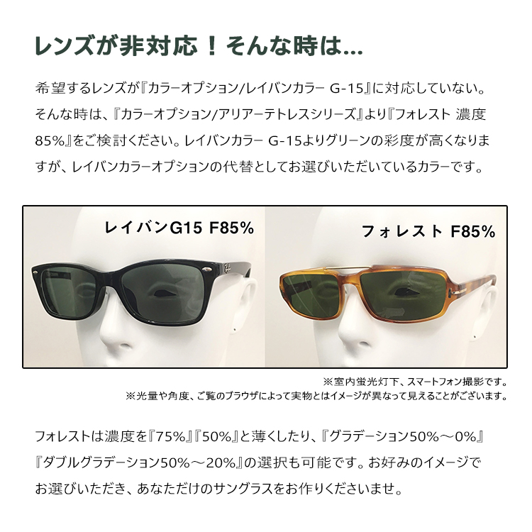 カラーオプション）レイバンカラー G15 フルカラー85% Ray-Ban rayban G-15 F85 （HOYA/SAビジョン/KODAK専用）  プレゼント ギフト ラッピング無料 : lens0d-00001 : 眼鏡達人 - 通販 - Yahoo!ショッピング