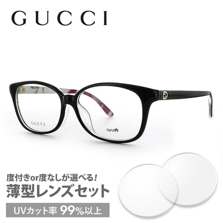 グッチ GUCCI 伊達メガネ 度付き 度入り メガネ 眼鏡 GG3634NF Z96 54 ブラック/ボタニカル アジアンフィット メンズ レディース プレゼント ギフト