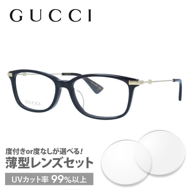 グッチ GUCCI メガネ 眼鏡 フレーム 度付き 度入り 伊達 アジアンフィット GG0112OA 001 53 インターロッキングG ビー（蜂）  日本製 プレゼント ギフト