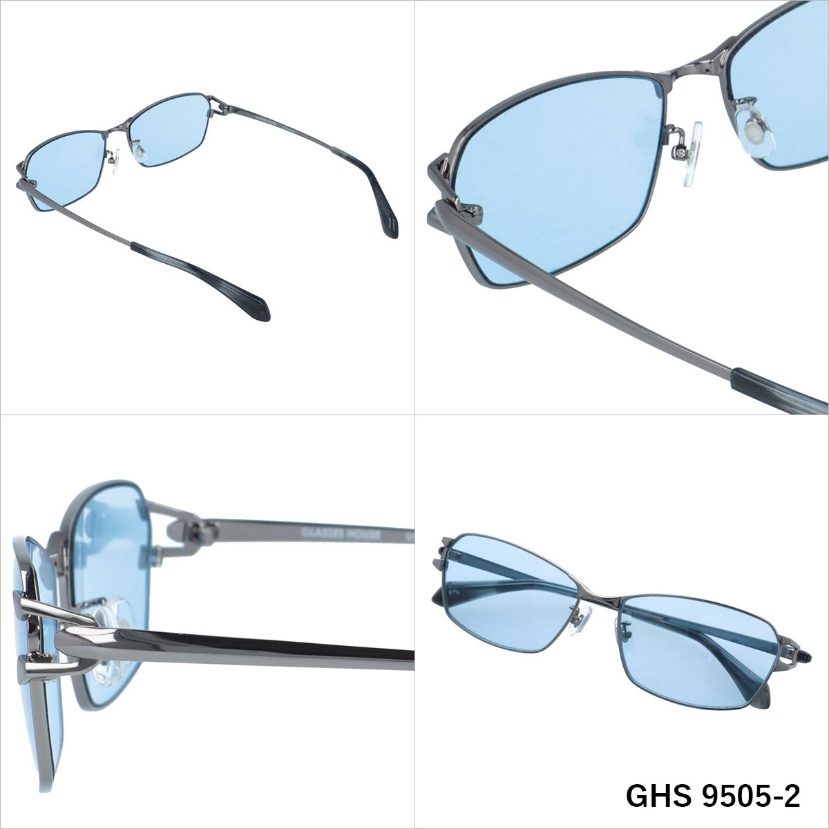 グラスハウス サングラス GLASSES HOUSE GHS 9505 全3カラー 59 スクエア ユニセックス アジアンフィット 調整可能ノーズパッド メンズ レディース 国内正規品 グラスハウス サングラス 度付き対応 アジアンフィット 調整可能ノーズ