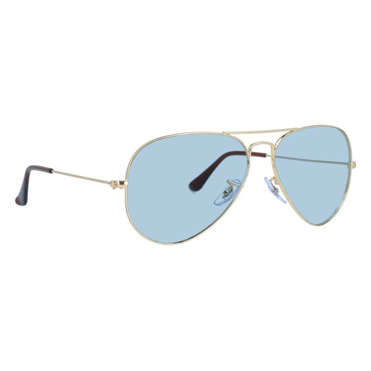 Ray-Ban アビエイターサングラス ブルーレンズ ケース付き Ray-Ban レイバン サングラス ライトブルー ライトカラー