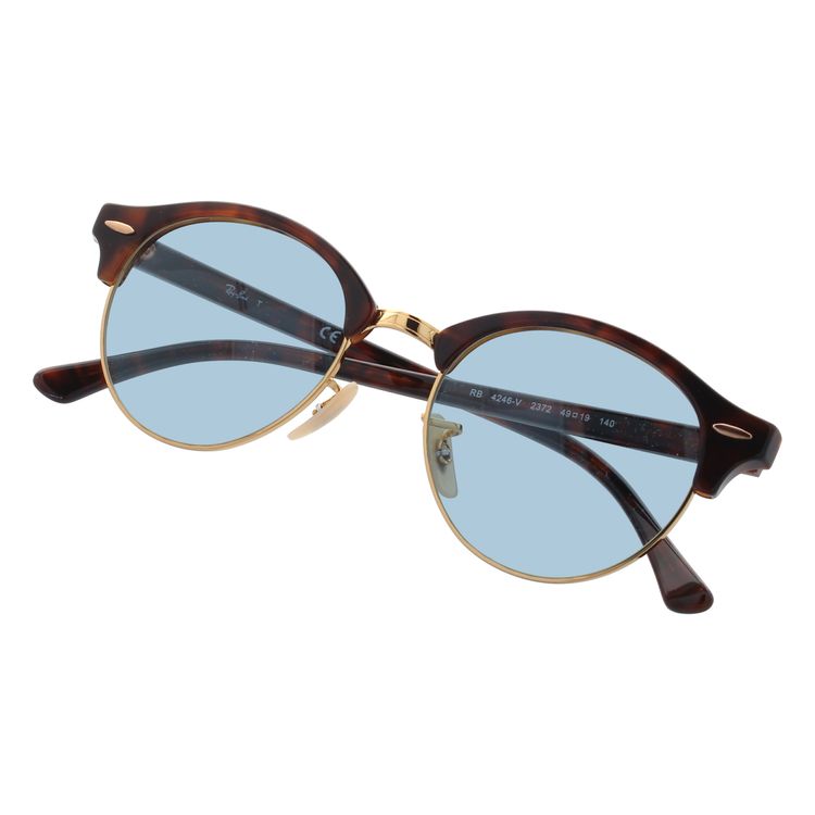 青もぐら　レイバン　サングラス　RB4246￼ CLUBROUND CHROMANCE Sunglasses in Blue On Silver and Silver