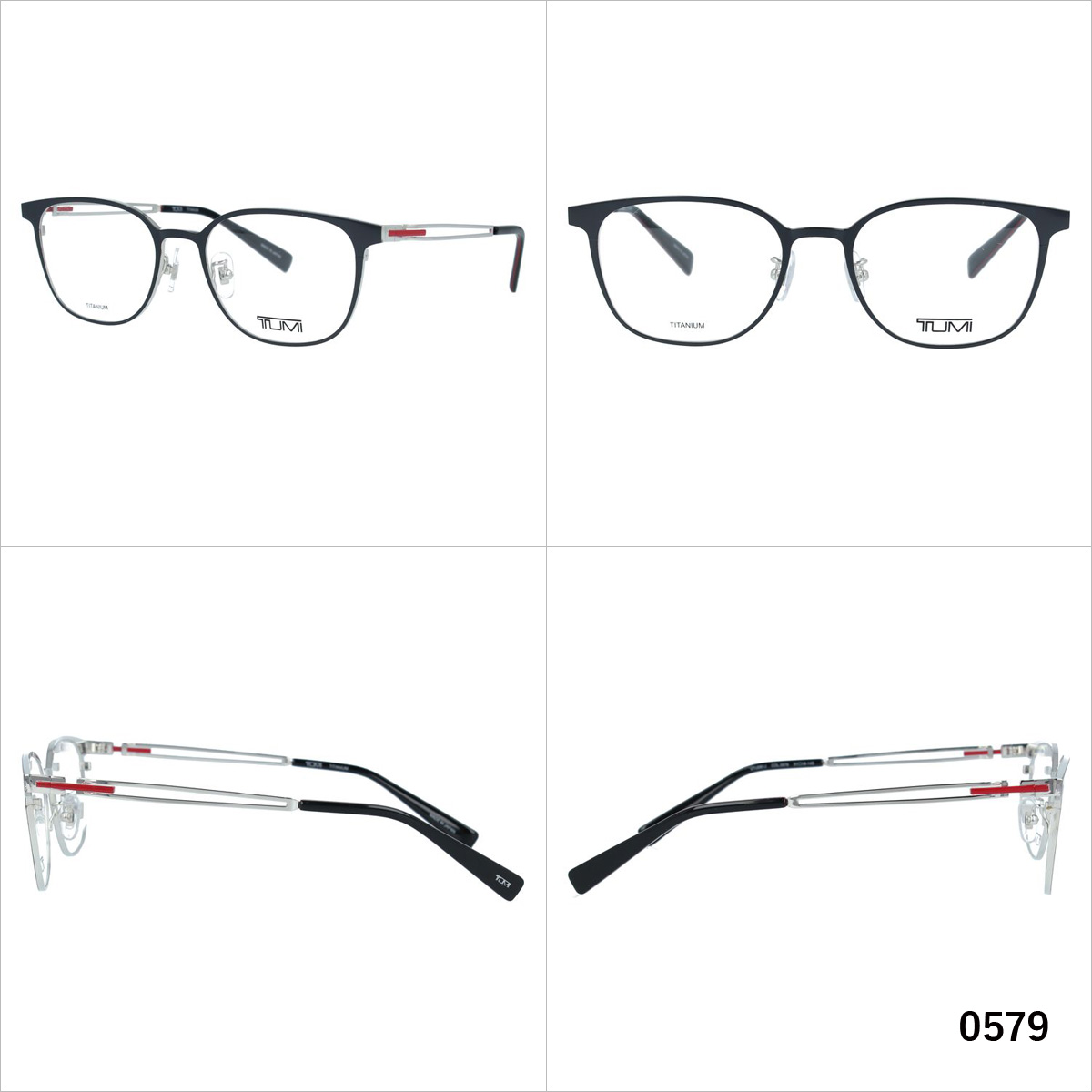 美品TUMI メガネ10-0011 日本製 黒×赤　度なし ブルーライト tumi01-s0005-03.jpg