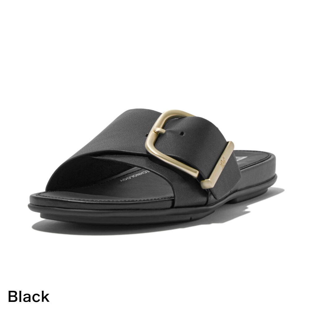 fitflop フィットフロップ レディース コンフォートサンダル スライドサンダル HM6 GRACIE MAXI-BUCKLE LEATHER SLIDES 体圧分散 衝撃吸収 疲れにくい 女性｜brand-tankentai｜02