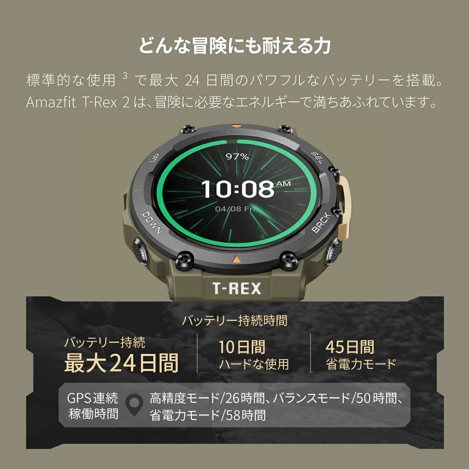 Amazfit T-Rex 2 GPS スマートウォッチ アマズフィット メンズ