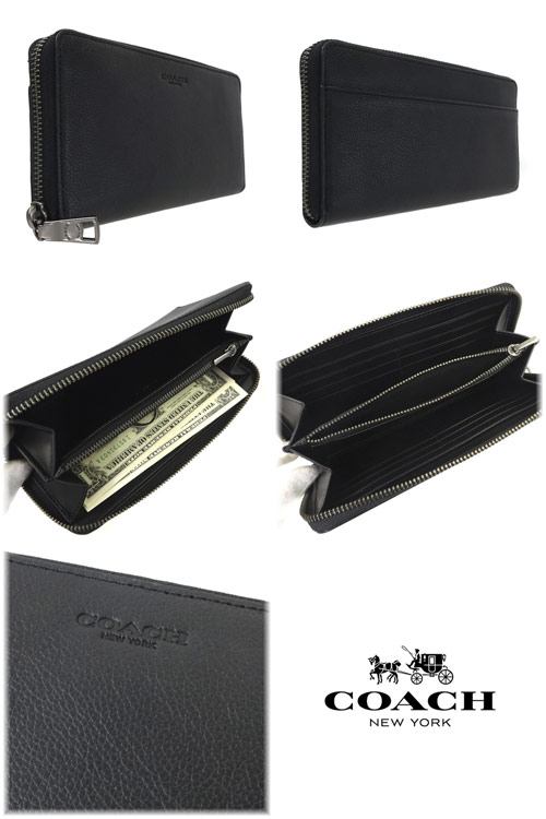 COACH（コーチ） 財布 新作 メンズ ファスナー長財布 カーフ レザー