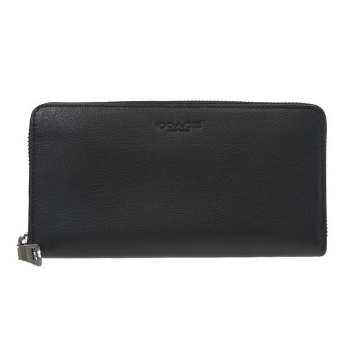 COACH ブラック レザー 長財布 COACH（コーチ） 財布 新作 メンズ ファスナー長財布 カーフ レザー