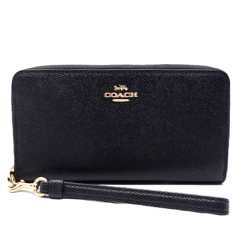 COACHコーチ 長財布 ネイビー クロスグレインレザー 極美品 ラウンド鑑定済 COACH（コーチ） 財布 長財布 新作 新品 クロスグレインレザー