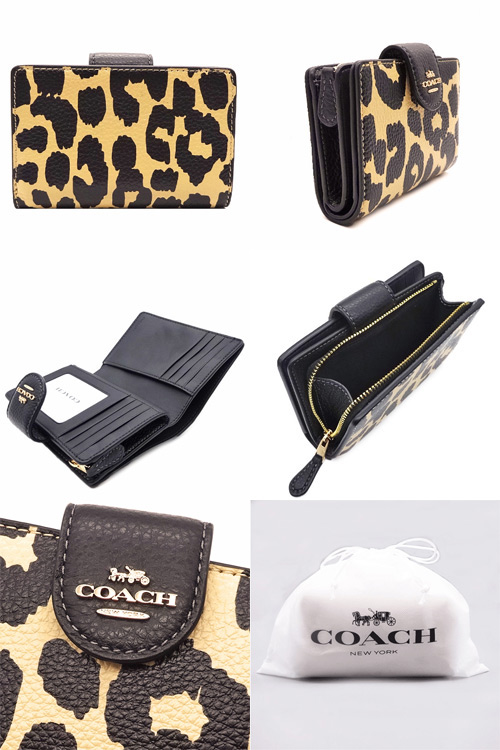 【Nashi7】美品　COACH ポーチ　レオパード　シグネチャー　レザー COACH 【超美品 ガミーベアコラボ】 コーチ クラッチバッグ