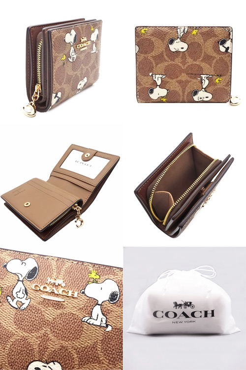 COACH 　二つ折財布　Cチャーム 　スヌーピー柄！！！ Amazon | [コーチ] X PEANUTS x スヌーピー コラボ 財布 二