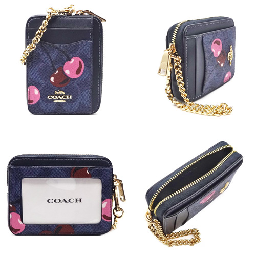 coach チェリー　ID・コインケース／正規品 COACH】コーチ コーティングキャンバス レザー シグネチャー