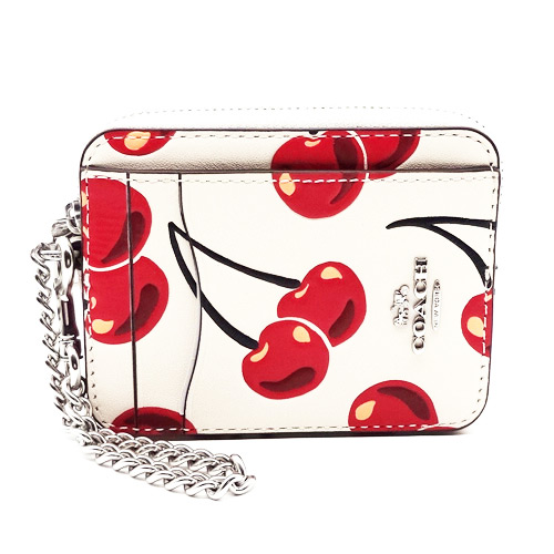 COACH】コーチ ぺブルレザー キーリング付き L字 ジップ ロゴ