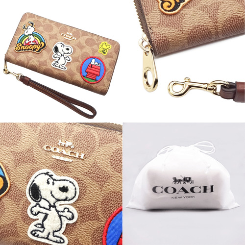 新作コラボ Coach X Peanuts ストラップ付き 長財布 CBM91 COACH コーチCOACH財布 スヌーピー PEANUTS コラボ 長財布 2025