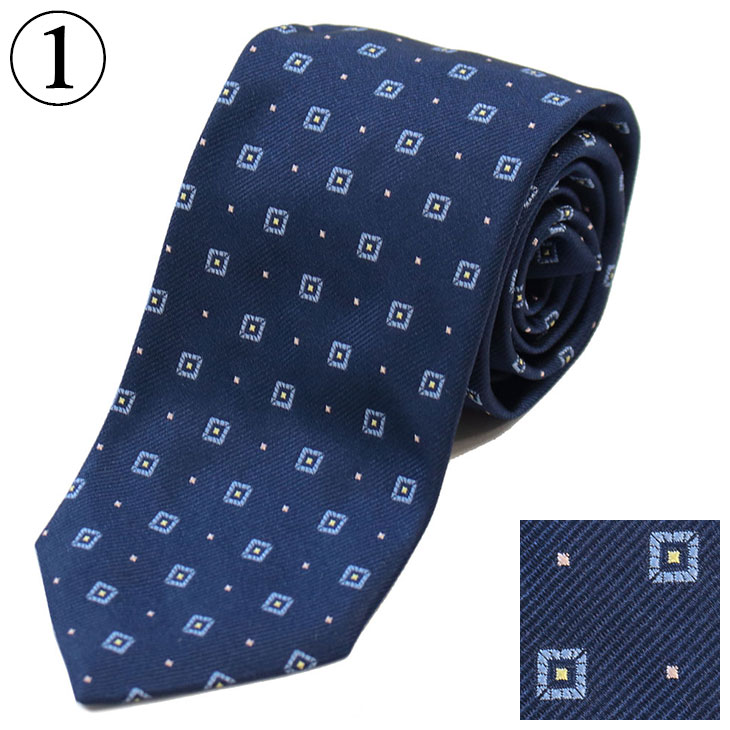 送料無料あり ダンヒル Dunhill シルクネクタイ パターン総柄 花 Ynt 396 ブルー系