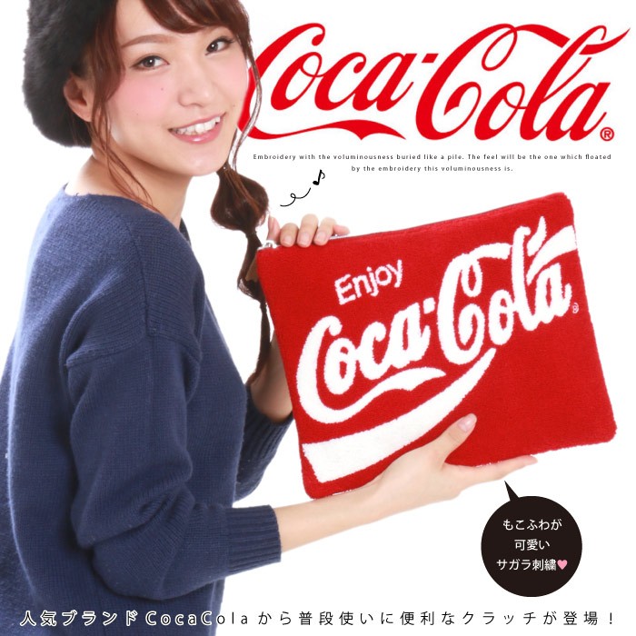 メール便対応 Cocacola コカコーラ サガラ刺繍 新作からsaleアイテム等お得な商品満載 サガラ ポーチ クラッチ かわいい クラッチバッグ おしゃれ メンズ 小物入れ マルチポーチ レディース