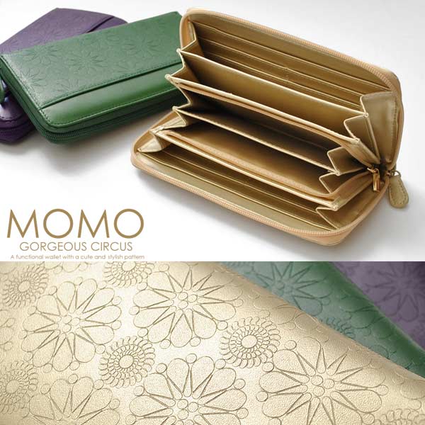 長財布 ラウンドファスナー 牛革型押し GORGEOUS CIRCUS モモ MOMO 本