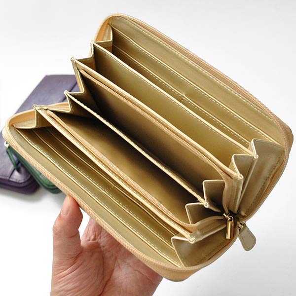 長財布 ラウンドファスナー 牛革型押し GORGEOUS CIRCUS モモ MOMO 本