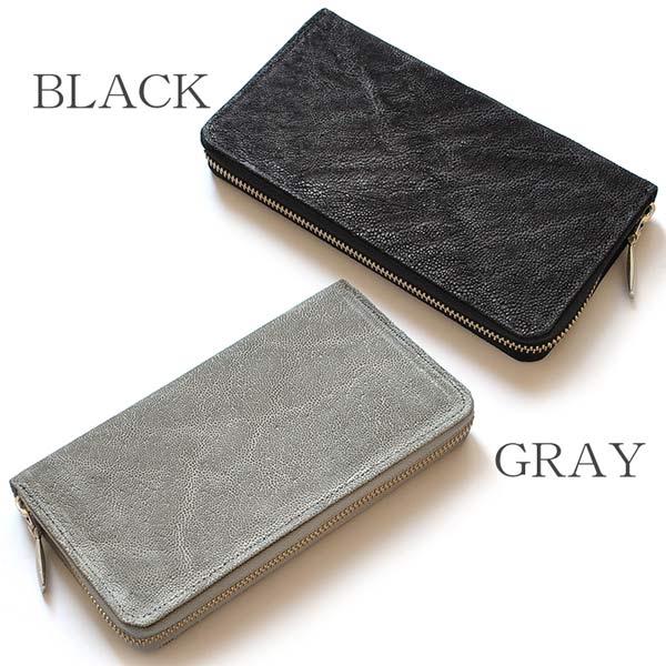 ■新品　送料込み■本エレファント　日本製　JRA認定　ラウンドウォレット　黒 長財布 ラウンドファスナー 限定モデル 象革 ゾウ革