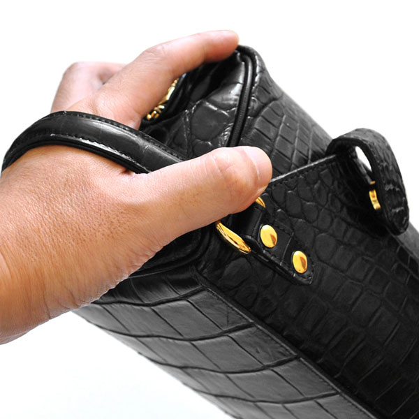 ミニダレスセカンドバッグ CROCODILE クロコダイル 黒 ブラック 鰐革