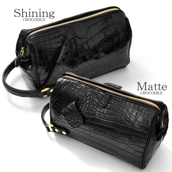 ミニダレスセカンドバッグ CROCODILE クロコダイル 黒 ブラック 鰐革