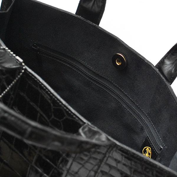 トートバッグ CROCODILE クロコダイル 黒 エナメルブラック 鰐革