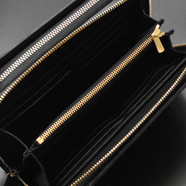 【美品】ハタケヤマ オーガナイザー クラッチバッグ ダブルファスナー 日本製 ミニセカンドバッグ 大きめ長財布 クラッチバッグ カバ革 ブラック 黒