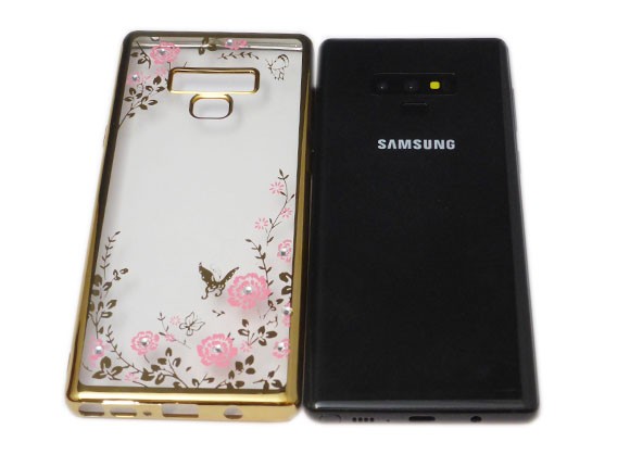 Galaxy Note9 SC-01L SCV40 ジャケット花柄 フラワー キラキラ ラインストーン 光沢 ＴＰＵ ソフトタイプ ケース カバー｜brando-inc｜02