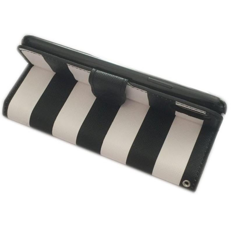 iPhoneXS/X手帳型ボーダー柄ケースカバー