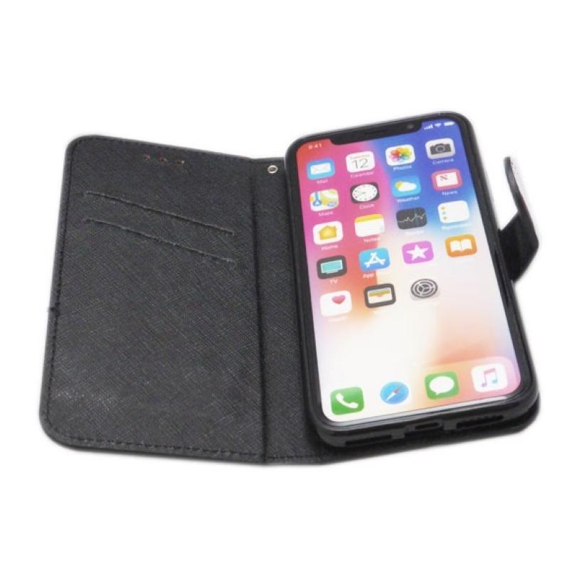 iPhoneXS/X手帳型ボーダー柄ケースカバー