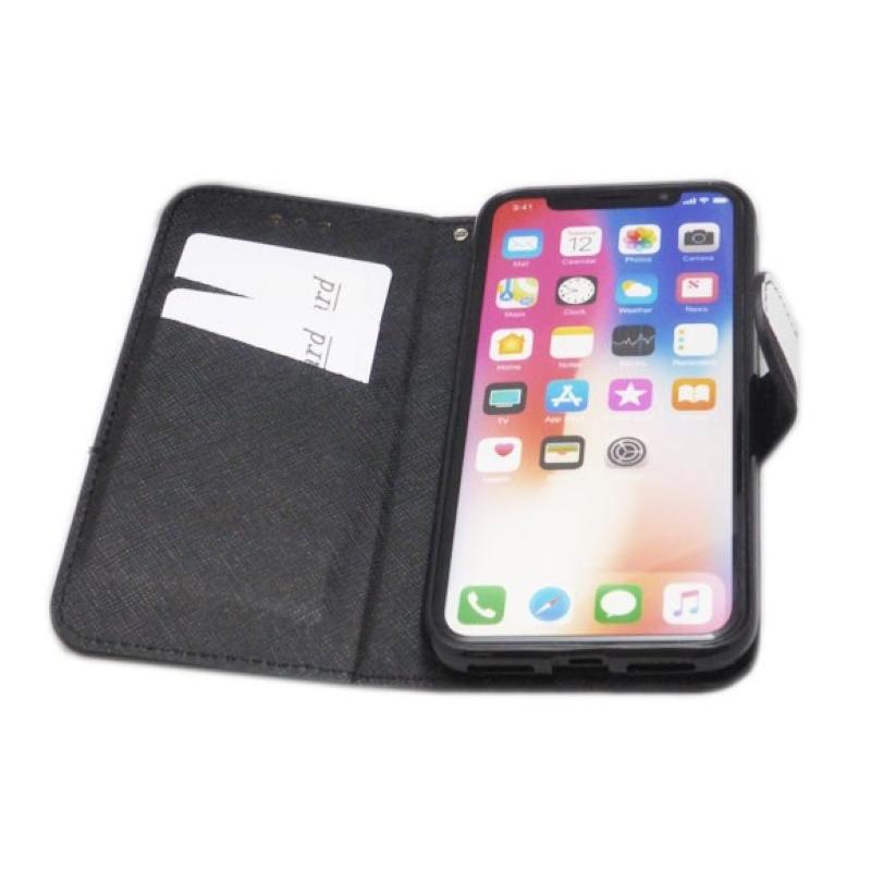 iPhoneXS/X手帳型ボーダー柄ケースカバー