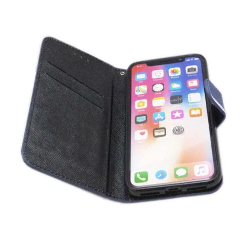 iPhoneXS/X手帳型ボーダー柄ケースカバー