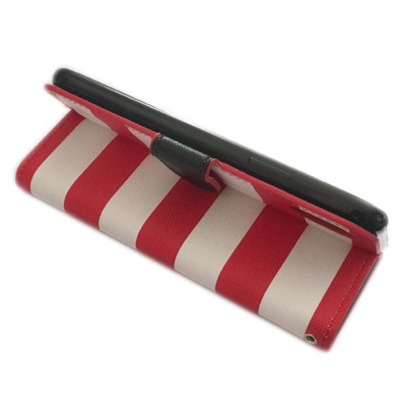 iPhoneXS/X手帳型ボーダー柄ケースカバー