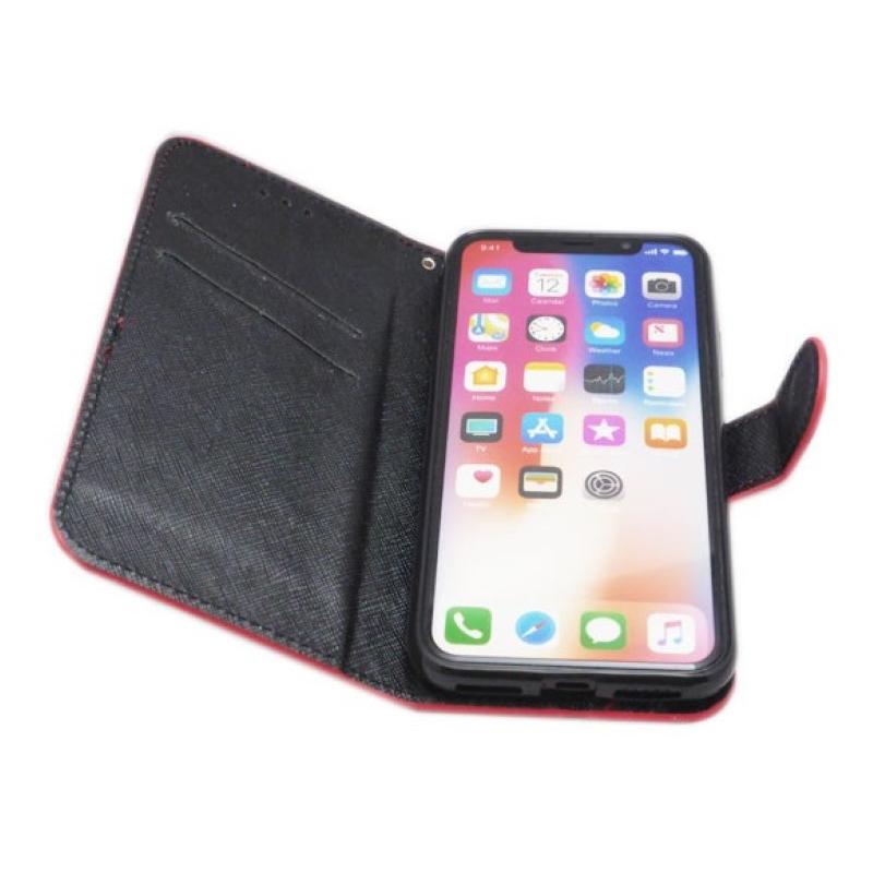 iPhoneXS/X手帳型ボーダー柄ケースカバー