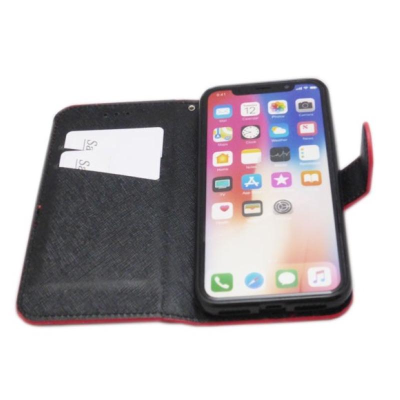 iPhoneXS/X手帳型ボーダー柄ケースカバー