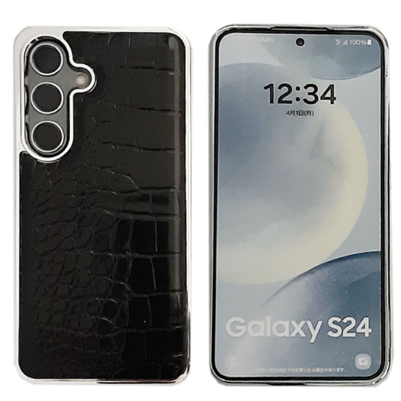 Galaxy S24 ケース クロコダイル クロコ柄 メッキ風 TPU 片面 Ultra 鰐