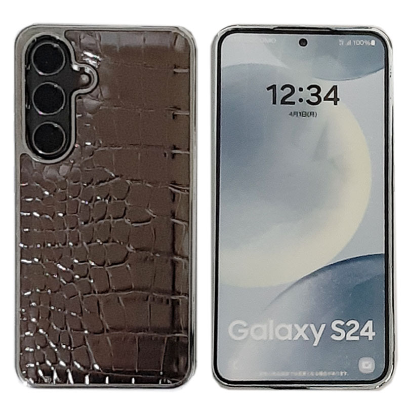 Galaxy S24 ケース クロコダイル クロコ柄 メッキ風 TPU 片面 Ultra 鰐