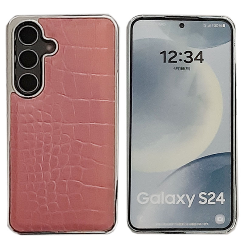 Galaxy S24 ケース クロコダイル クロコ柄 メッキ風 TPU 片面 Ultra 鰐