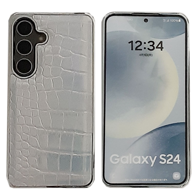 Galaxy S24 ケース クロコダイル クロコ柄 メッキ風 TPU 片面 Ultra 鰐