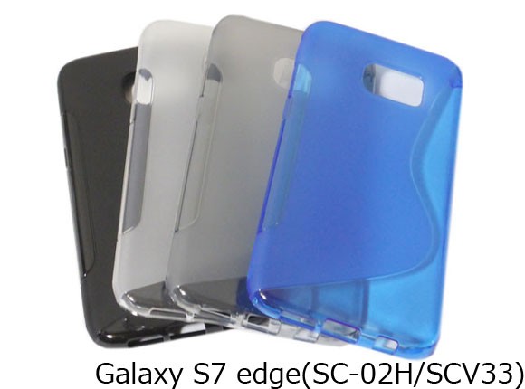 送料無料　Galaxy　S7　SCV33　S模様　ソフトタイプ　docomo　ＴＰＵ　クリアブルー　S型　ギャラクシー　AU　SC-02H　Edge　カバー　光沢　ケース
