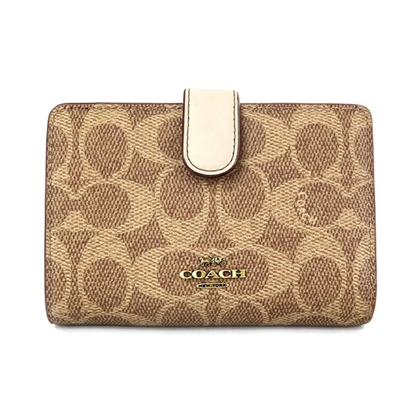 【限定ラスト１点】コーチCOACH二つ折り財布シグニチャー定番ベージュホワイト白 コーチ COACH C7805 二つ折り財布 シグネチャー レディース