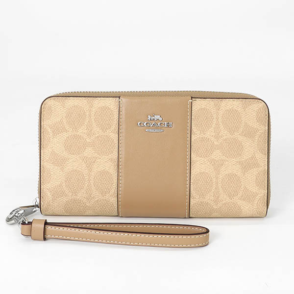 COACH コーチ ラウンドジップ長財布 ベージュ7574522800｜Yahoo