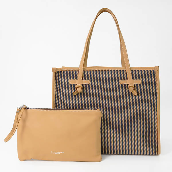 ジャンニ キアリーニ トートバッグ GIANNI CHIARINI MARCELLA マルチェッラ ストライプ Mサイズ ポーチ付き 各色 BS 6850 CAB□_2