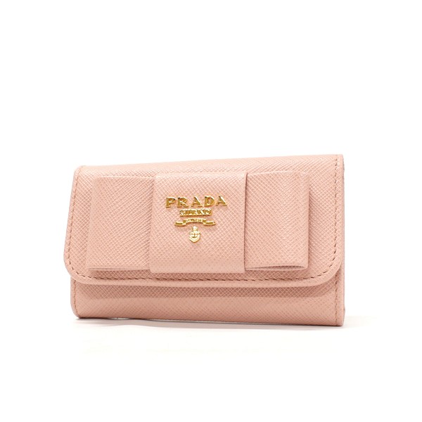 プラダ キーケース PRADA レディース リボン レザー 6連 ブラック