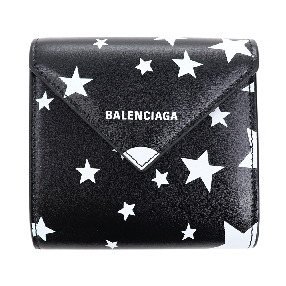 バレンシアガ 財布 三つ折り BALENCIAGA ミニ財布 コンパクト ペーパー ウォレット 選べる3色 レザー ロゴ フラップ 637450