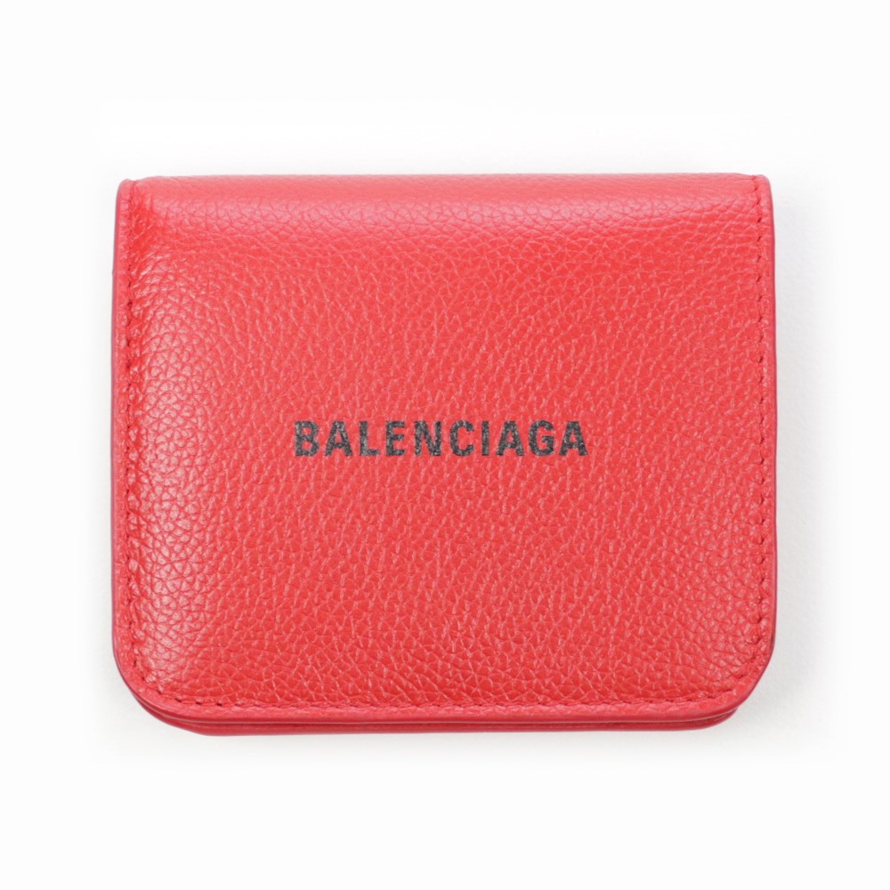 バレンシアガ 財布 二つ折り BALENCIAGA コンパクト ミニ財布 ブラック レッド ホワイト 小銭入れ付き カードケース パスケース レザー  594216