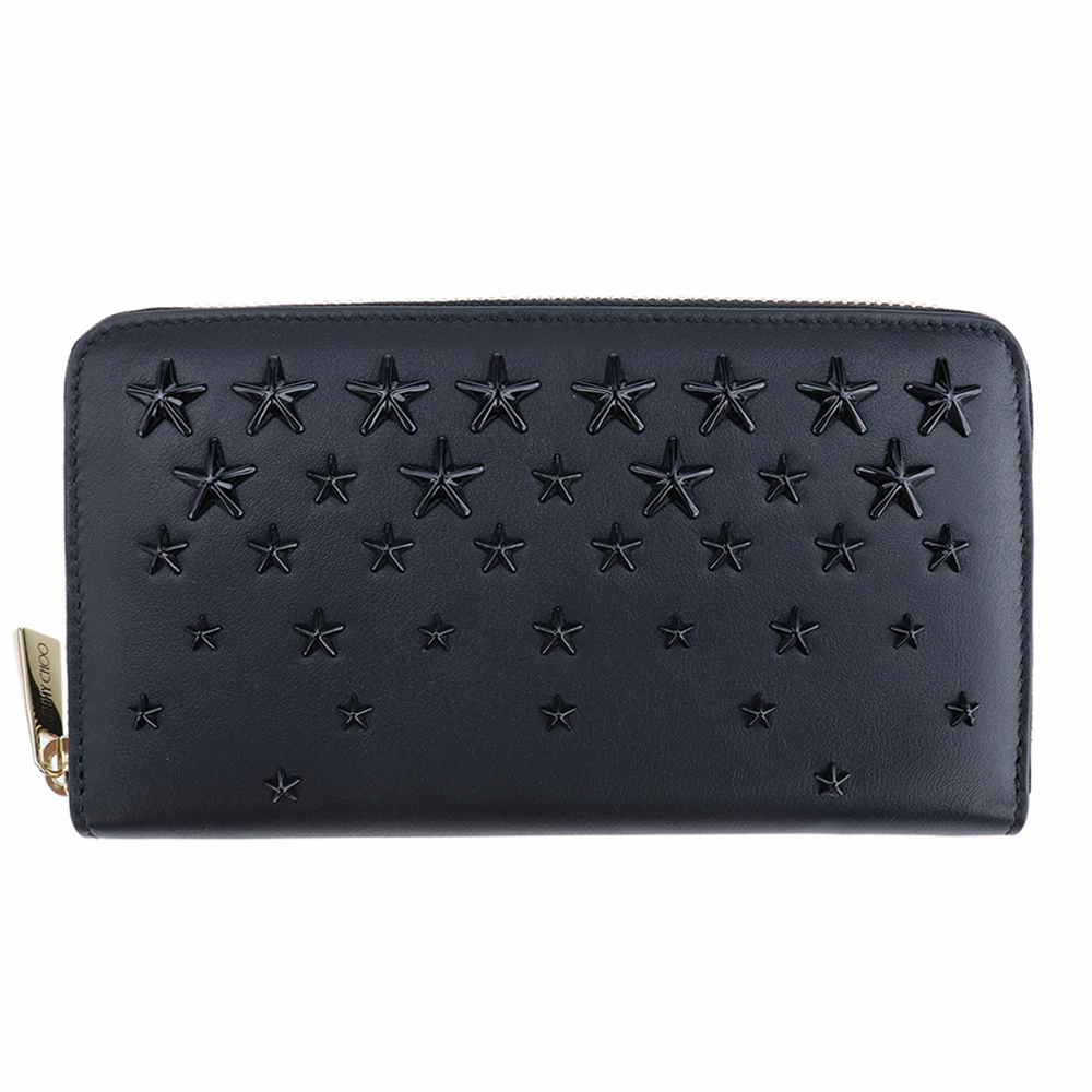 JIMMY CHOO 長財布 ピッパ ブラック レザー ラウンドジップ 箱付き JIMMY CHOO（ジミーチュウ） 長財布 ピッパ ラウンドファスナー